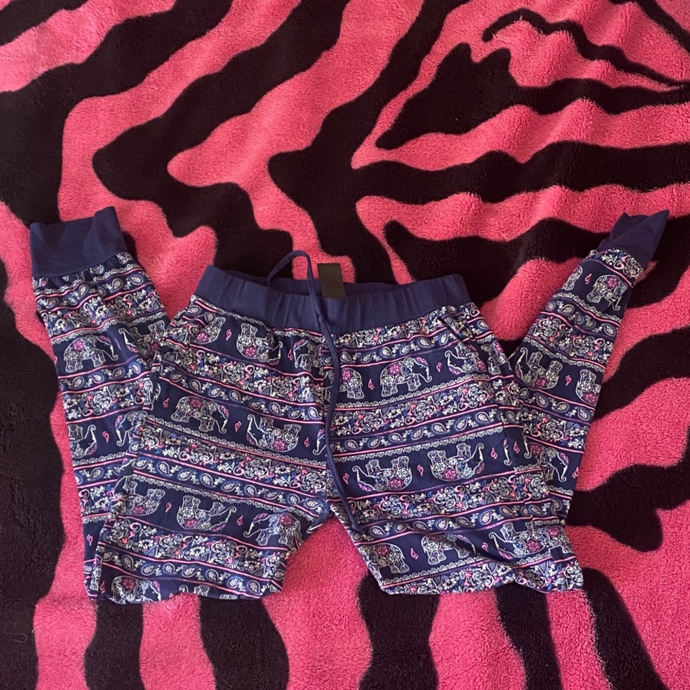 Kids Navy Elephant Pattern Joggers